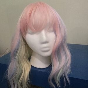 Chic Pastel Pink and Multicolor Wig